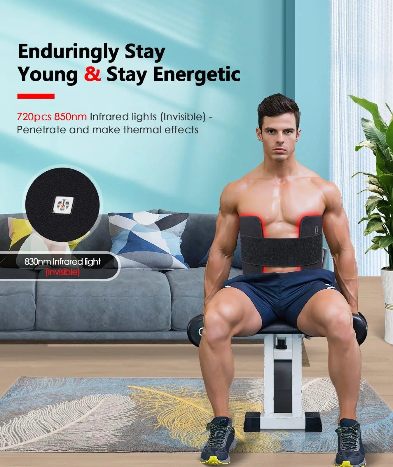 LED Red Light Therapy Belt 660nm 850nm For Body Relief