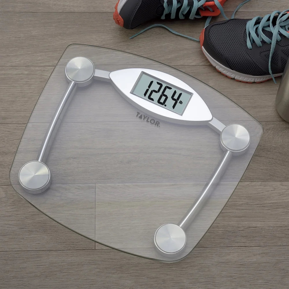 XMSJ Clear Glass Body Weight Scale 400 LB Battery Powered
