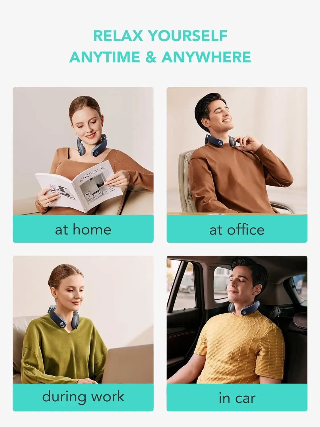 SKG Foldable Neck Massager With Heat Cordless Pain Relief