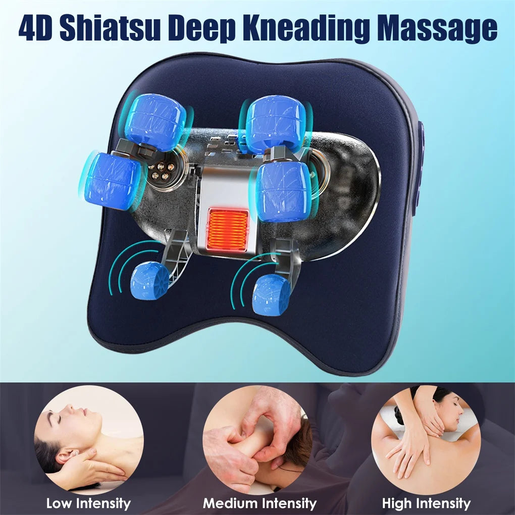Electronic 4D Shiatsu Neck Massager Cordless Auto Off