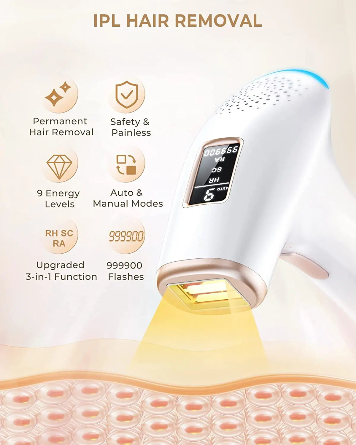 LYSMOSKI Laser Hair Removal IPL 3 In 1 Epilator Device