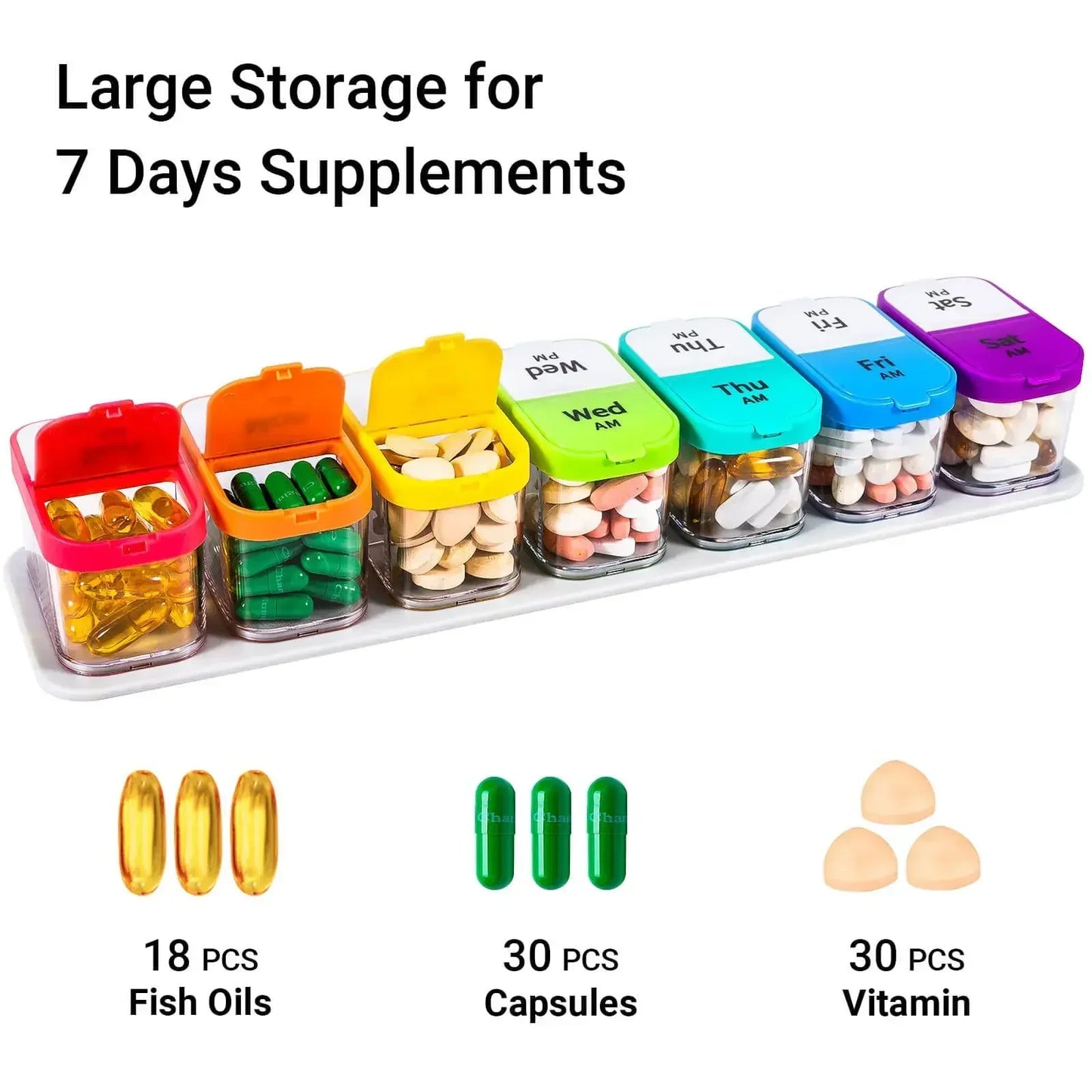 YIYUEQIANLI Pill Organizer 7 Day AM PM Weekly Case XL