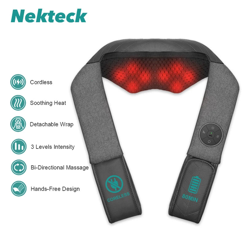 Nekteck Shiatsu Back Shoulder Neck Massager With Heat