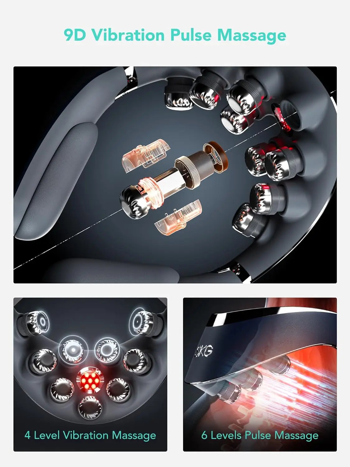 SKG Foldable Neck Massager With Heat Cordless Pain Relief