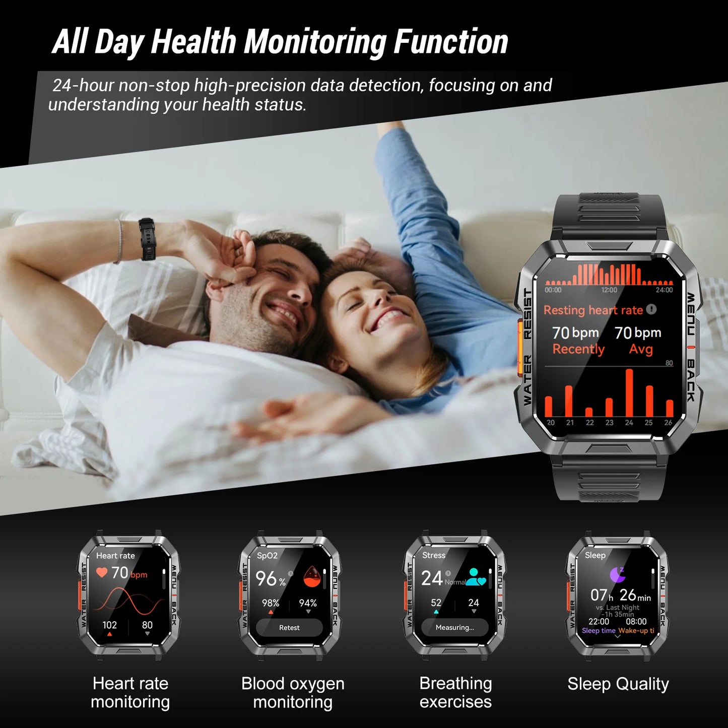 Blackview Outdoor Smartwatch For Men Waterproof Bluetooth