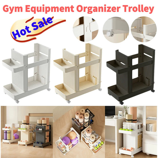 Alloet Gym Equipment Organizer Trolley With Wheels Storage