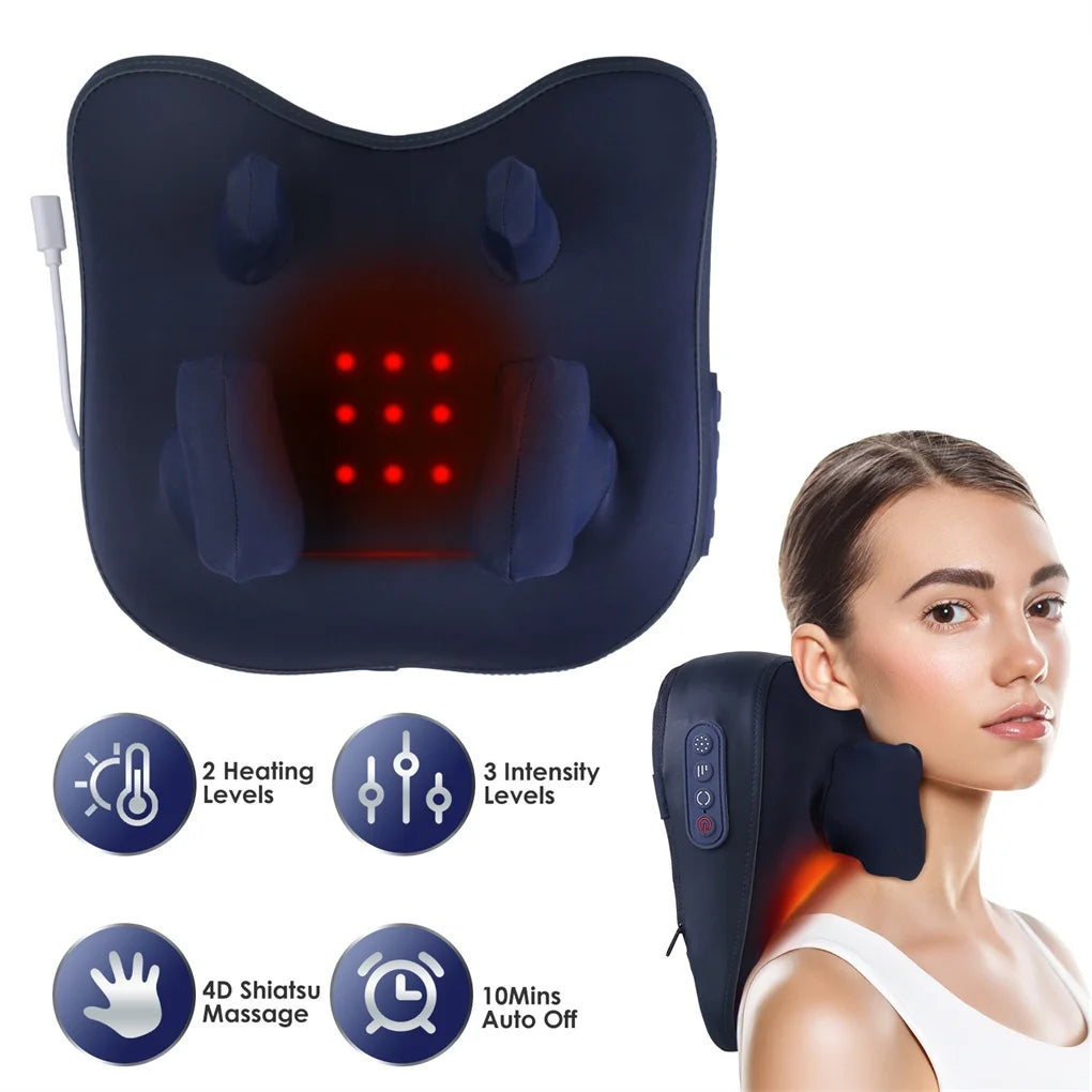 Electronic 4D Shiatsu Neck Massager Cordless Auto Off