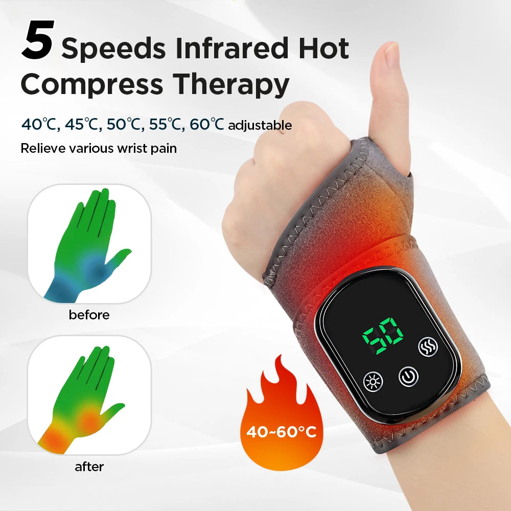 Heating Wrist Massage Band Guard Wrap Electric Hot Compress