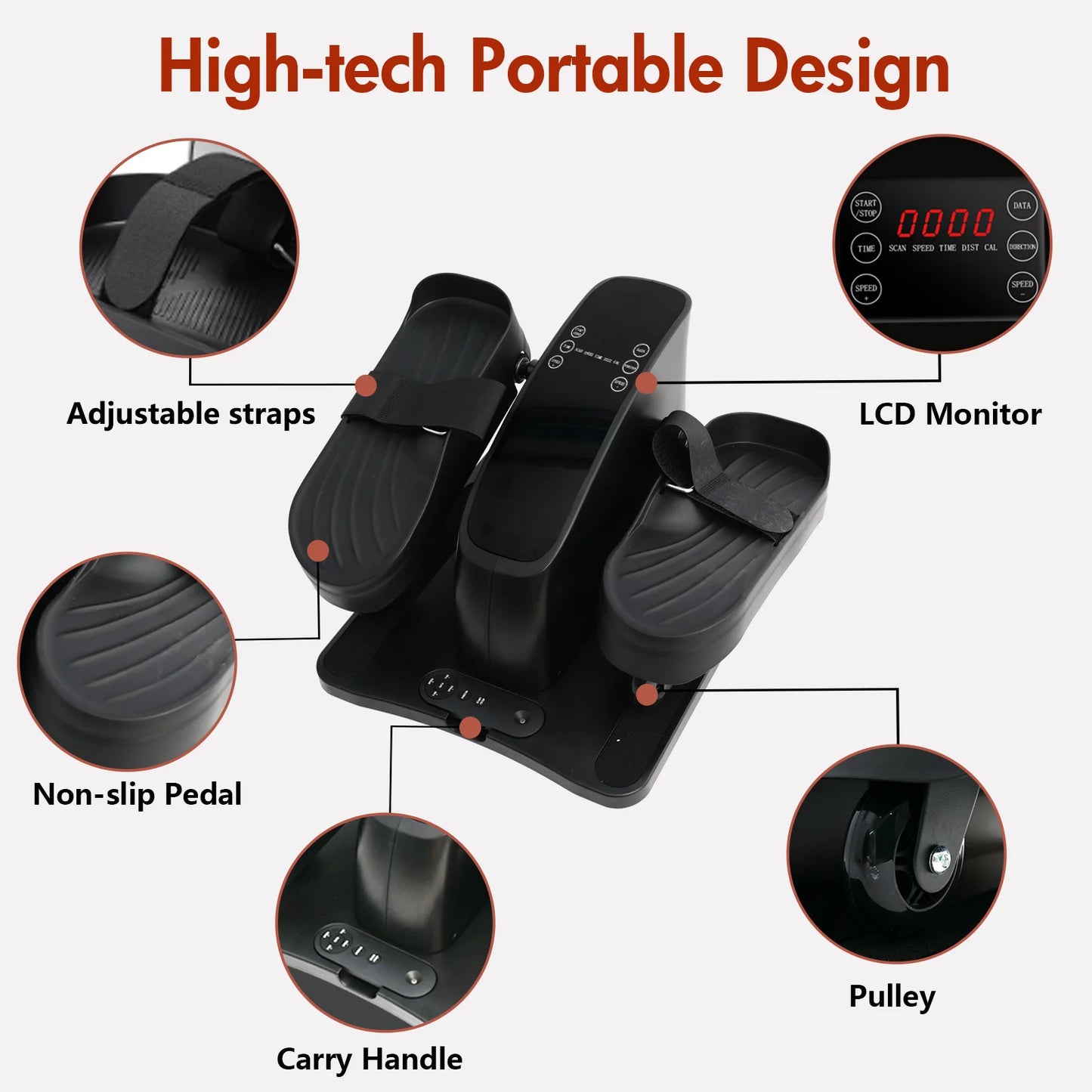 GamewiuHign Portable Under Desk Elliptical Pedal Trainer