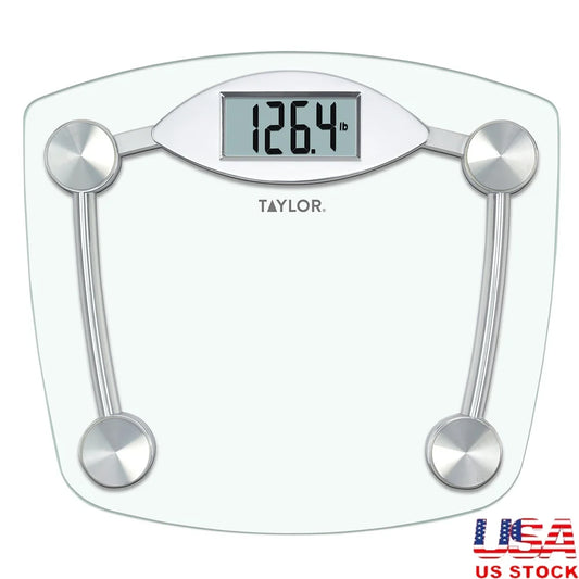 XMSJ Clear Glass Body Weight Scale 400 LB Battery Powered