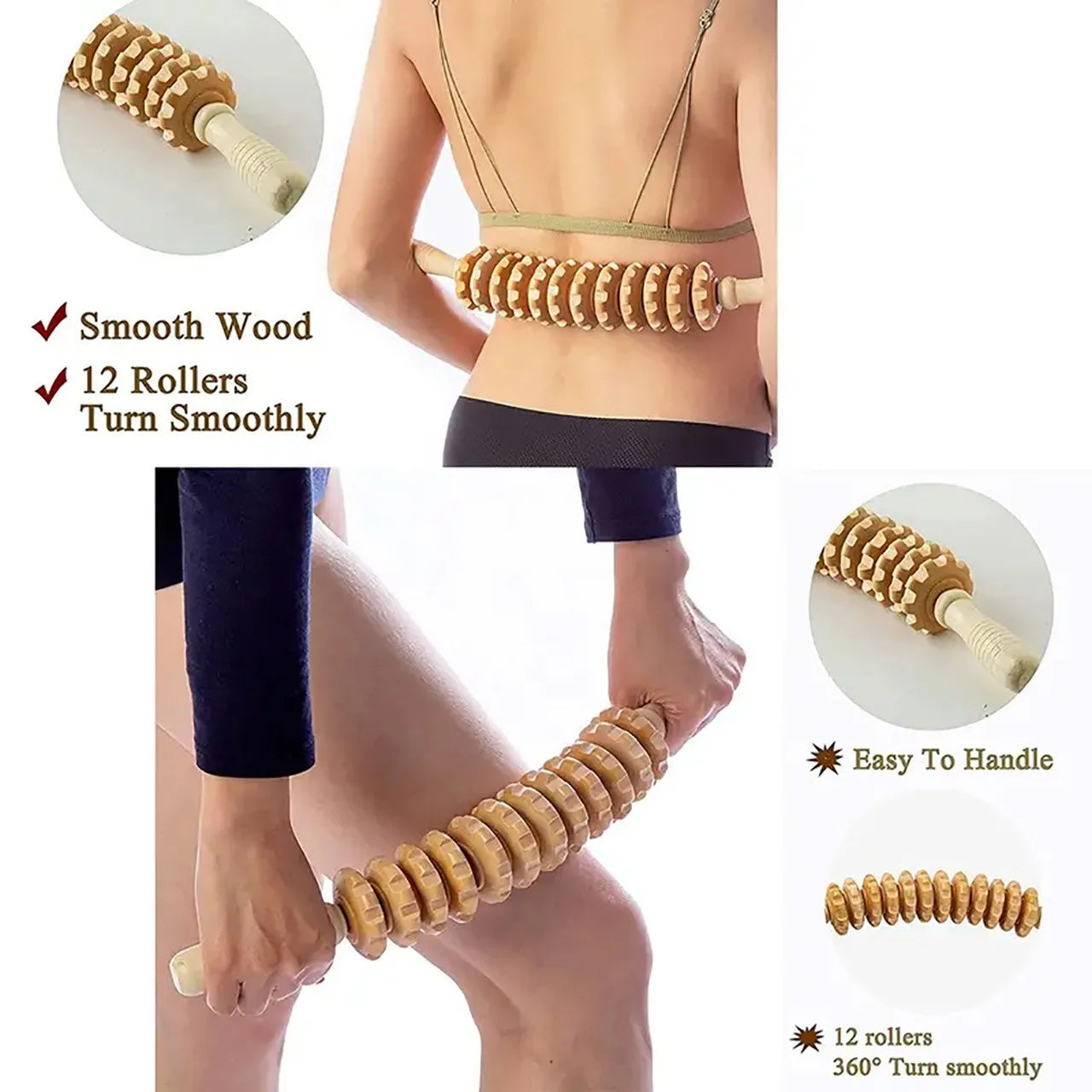 Hign Concerned Fascia Massager Anti Slip Wood Grooved Roller