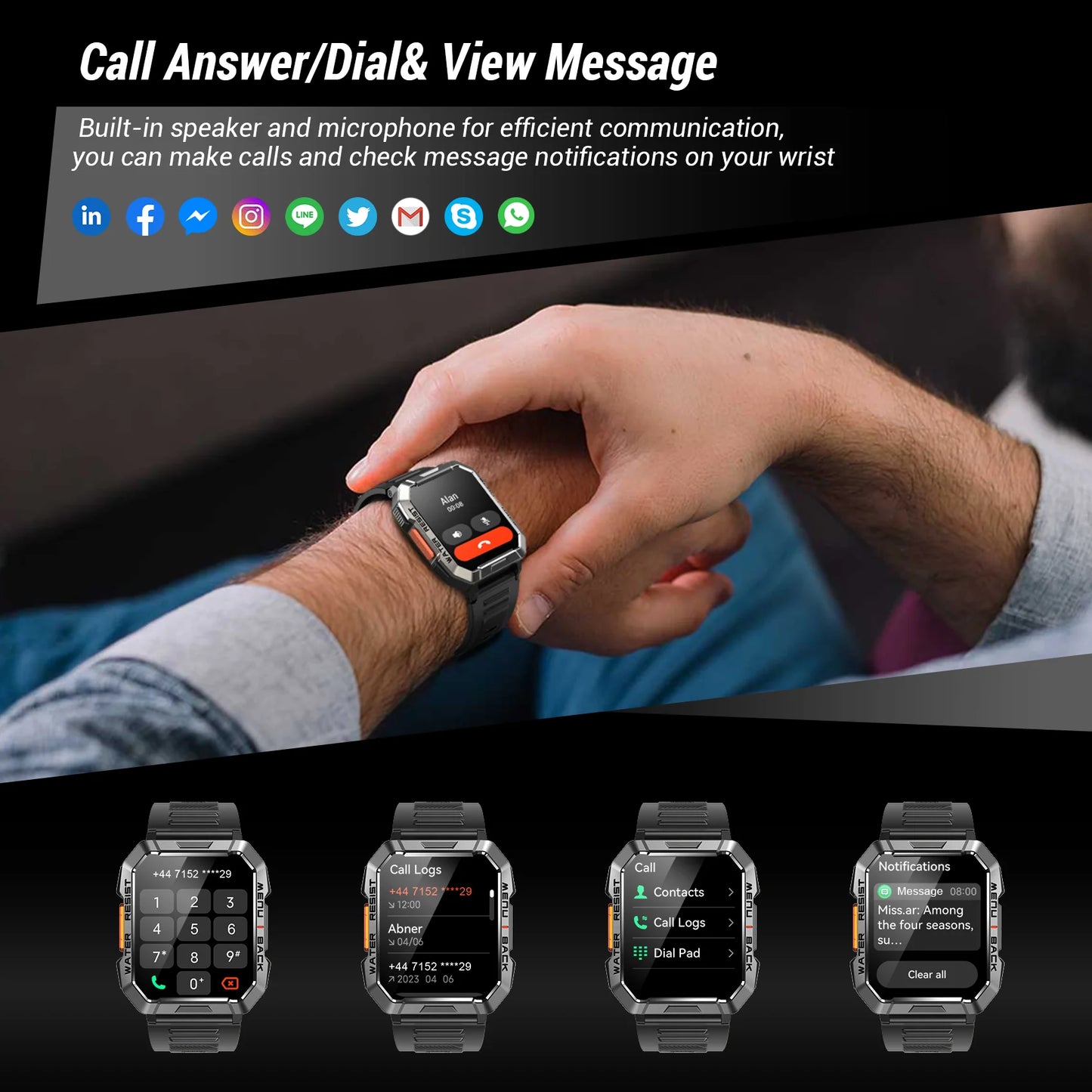 Blackview Outdoor Smartwatch For Men Waterproof Bluetooth