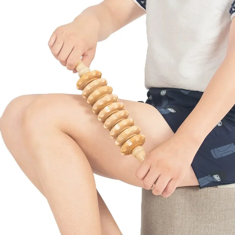 Hign Concerned Fascia Massager Anti Slip Wood Grooved Roller