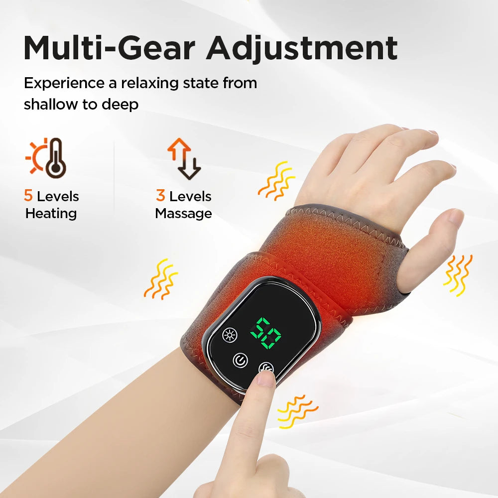 Heating Wrist Massage Band Guard Wrap Electric Hot Compress
