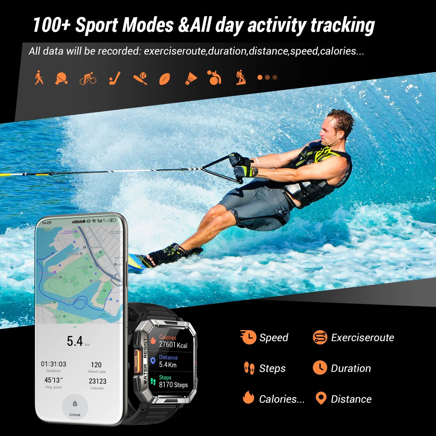 Blackview Outdoor Smartwatch For Men Waterproof Bluetooth