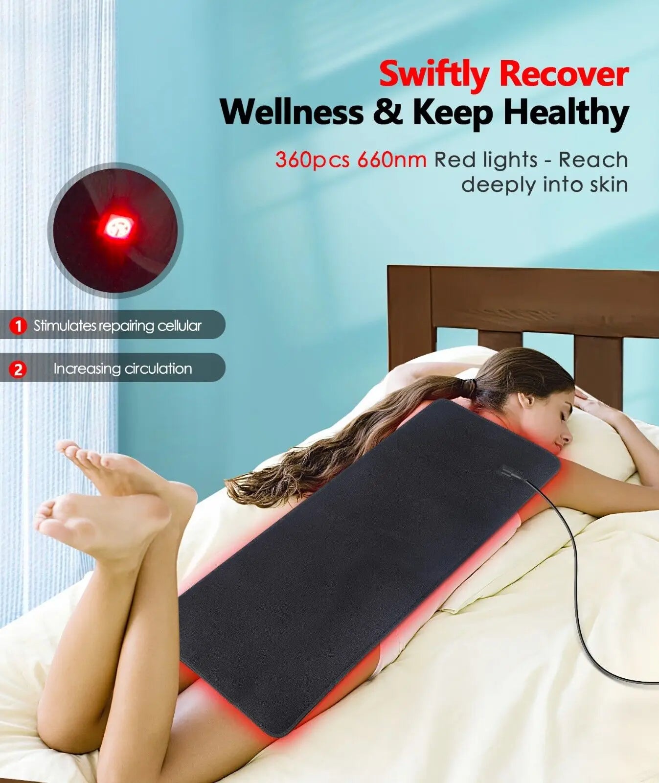 LED Red Light Therapy Belt 660nm 850nm For Body Relief