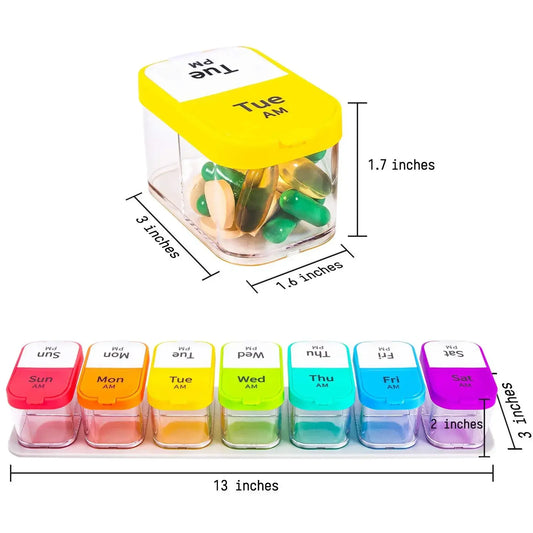 YIYUEQIANLI Pill Organizer 7 Day AM PM Weekly Case XL