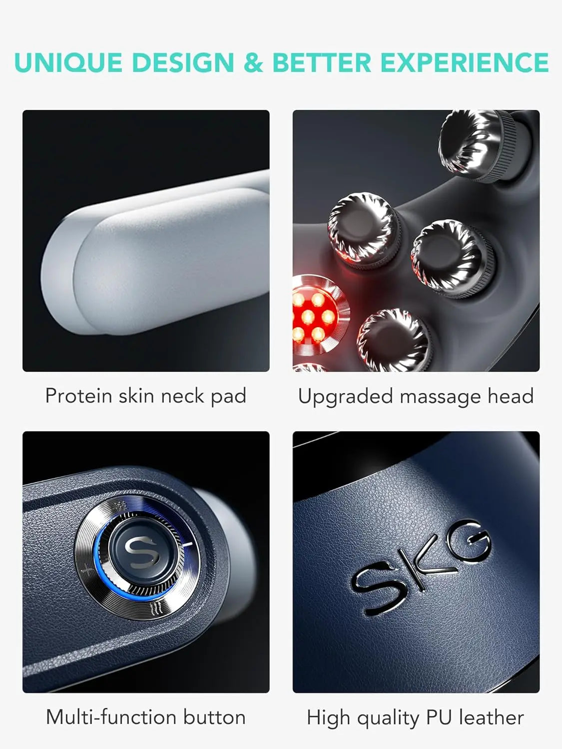 SKG Foldable Neck Massager With Heat Cordless Pain Relief